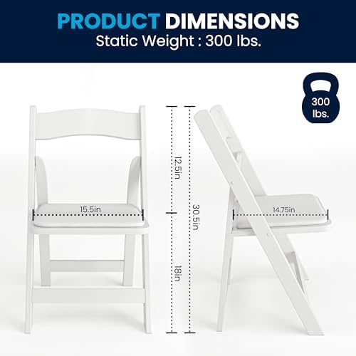 Hercules Wood Folding Chair, White, 2-Pack in White, alternate view 2