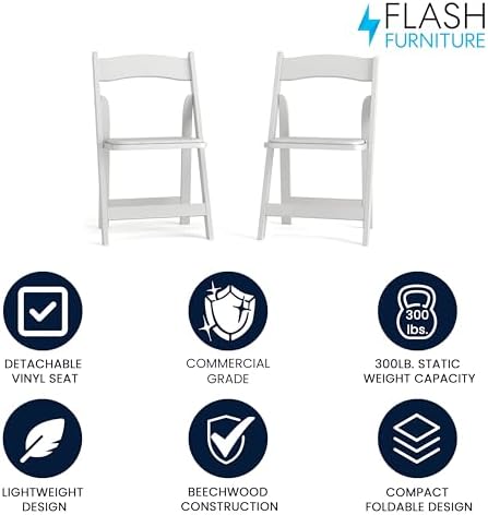 Hercules Wood Folding Chair, White, 2-Pack in White, alternate view 3