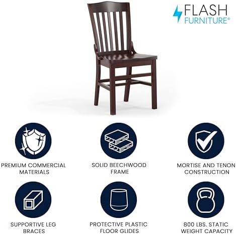 Hercules Wood School House Back Restaurant Chair, Walnut, alternate view 4