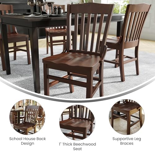 Hercules Wood School House Back Restaurant Chair, Walnut, alternate view 5