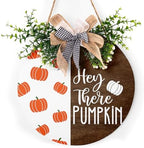 Hey There Pumpkin Front Door Sign 12"x12" Welcome Fall Door Hanger Autumn Thanksgiving Sign Farmhouse Fall