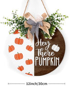 Hey There Pumpkin Front Door Sign 12"x12" Welcome Fall Door Hanger Autumn Thanksgiving Sign Farmhouse Fall, alternate view 2