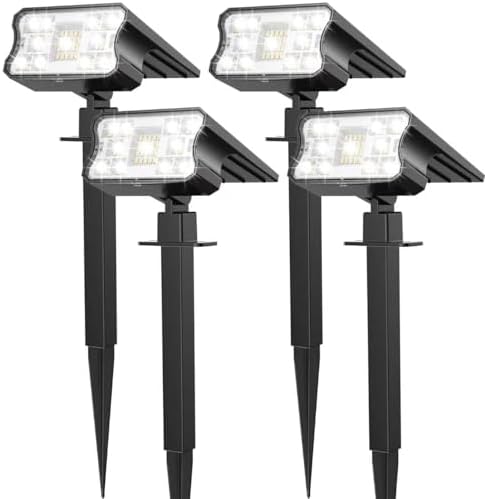 HGGH Solar Lights Outdoor Waterproof IP67, 60 LED 3 Lighting Modes Solar Spot Lights Outdoor for Yard Garden