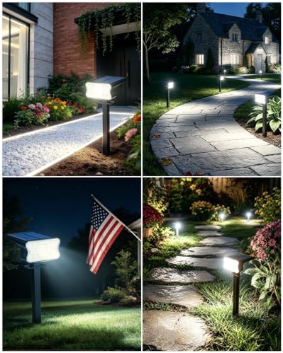 HGGH Solar Lights Outdoor Waterproof IP67, 60 LED 3 Lighting Modes Solar Spot Lights Outdoor for Yard Garden, alternate view