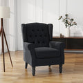High Back Accent Chair, Upholstered Wingback Armchair, Black Blue