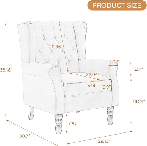 High Back Accent Chair, Upholstered Wingback Armchair, Black Blue, alternate view 2