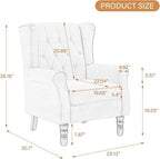 High Back Accent Chair, Upholstered Wingback Armchair, Black Blue, alternate view 2