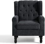High Back Accent Chair, Upholstered Wingback Armchair, Black Blue, alternate view 3