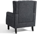 High Back Accent Chair, Upholstered Wingback Armchair, Black Blue, alternate view 5