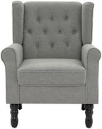 High Back Accent Chair, Upholstered Wingback Armchair, Light Gray in Light Gray, alternate view 3