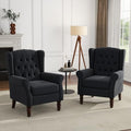 High Back Accent Chairs Set of 2, Black Blue Fabric Wingback Armchair