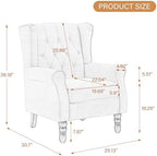High Back Accent Chairs Set of 2, Black Blue Fabric Wingback Armchair, alternate view 2