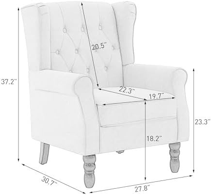 High Back Accent Chairs Set of 2, Wingback Armchair in Fabric, Beige in Beige, alternate view 2