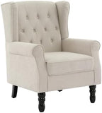 High Back Accent Chairs Set of 2, Wingback Armchair in Fabric, Beige in Beige, alternate view 7