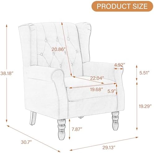 High Back Accent Chairs Set of 2, Wingback Armchair in Fabric, Gray in Gray, alternate view 2