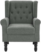 High Back Accent Chairs Set of 2, Wingback Armchair in Fabric, Gray in Gray, alternate view 3