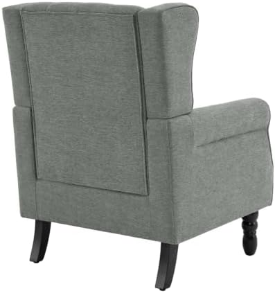 High Back Accent Chairs Set of 2, Wingback Armchair in Fabric, Gray in Gray, alternate view 5