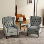 High Back Accent Chairs Set of 2, Wingback Armchair in Fabric, Gray in Gray, alternate view 6
