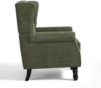 High Back Accent Chairs Set of 2, Wingback Armchair in Fabric, Green in Green, alternate view 4