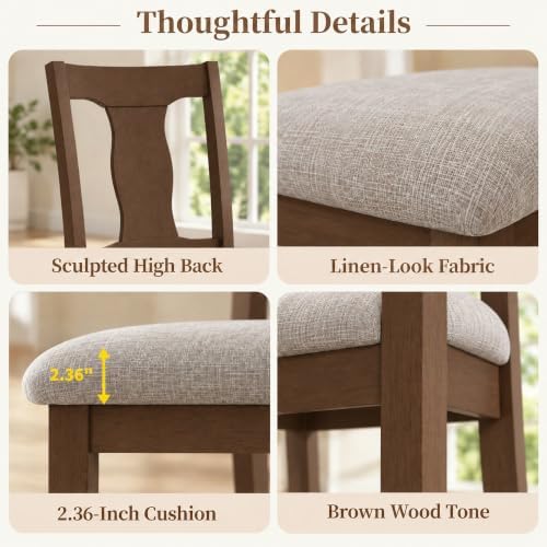 High-Back Dining Chairs Set of 2, Upholstered Side Chairs, alternate view 7