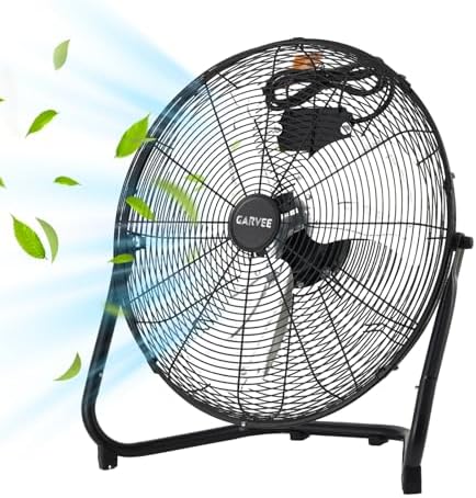High Speed Industrial Floor Fan - 3300 CFM Heavy Duty Metal Air Circulator - 3 Speeds, 360° Adjustable Tilt