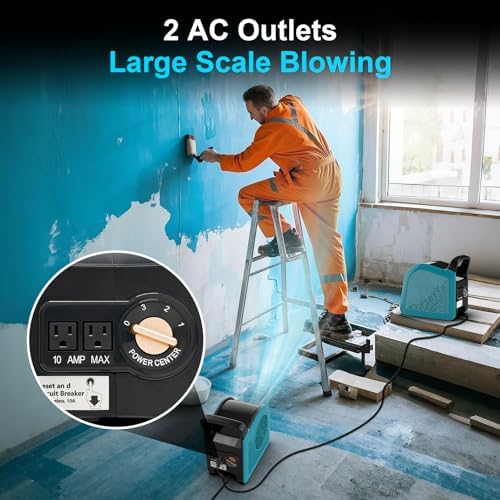 High Velocity Floor Drying Fan for Cooling, 355 CFM Air Mover Blower Fan for Job Site and Home, 3 Speeds, alternate view 5