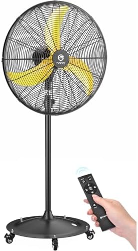 High-Velocity Quiet Outdoor Pedestal Fan with Remote, 24"-6000 CFM, Brushless DC Motor, Oscillating, Waterproof