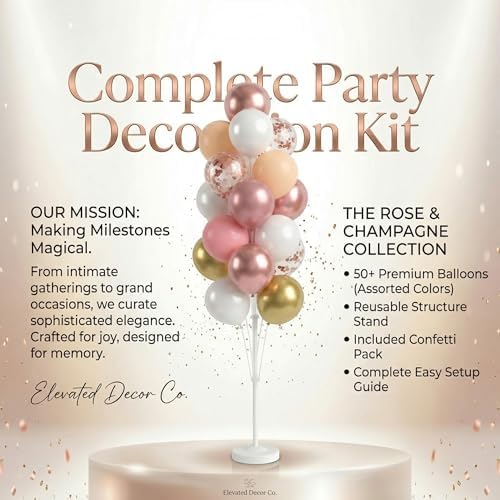 HIIINS Set of 2 Balloon Column Kit with Base&Pole for Bridal Shower Decor, alternate view 7