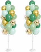 Hiins 2 Set Sage Green Gold Party Balloon Column Kit For floor Decor