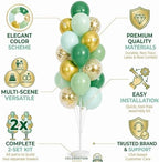 Hiins 2 Set Sage Green Gold Party Balloon Column Kit For floor Decor, alternate view 3