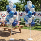 HIINS 2Set Blue Silver Balloon Column Kit With Base&Pole for Party Decor, alternate view 2