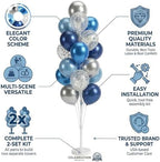 HIINS 2Set Blue Silver Balloon Column Kit With Base&Pole for Party Decor, alternate view 4