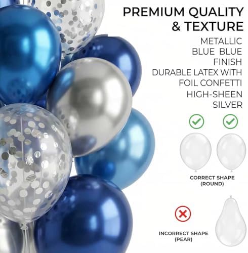 HIINS 2Set Blue Silver Balloon Column Kit With Base&Pole for Party Decor, alternate view 5