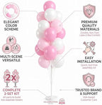 HIINS Baby Pink Chrome Balloon Column Kit Set of 2 with Base for Birthday Party, alternate view 6