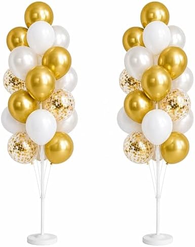 Hiins Gold Balloon Column Kit Set of 2 With Base for Prom Party Decor