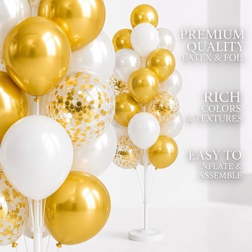 Hiins Gold Balloon Column Kit Set of 2 With Base for Prom Party Decor, alternate view 5