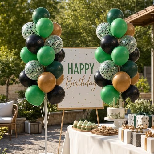 Hiins Green Brown Balloon Stand Kit for Floor and Table with Base for Party Decor, alternate view 2