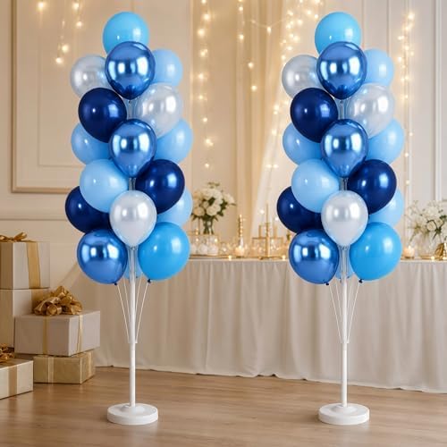 Hiins Metallic Blue Balloon Column Kit Set of 2 for Wedding Party Decor, alternate view 2