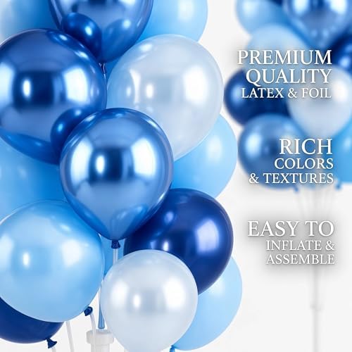 Hiins Metallic Blue Balloon Column Kit Set of 2 for Wedding Party Decor, alternate view 6
