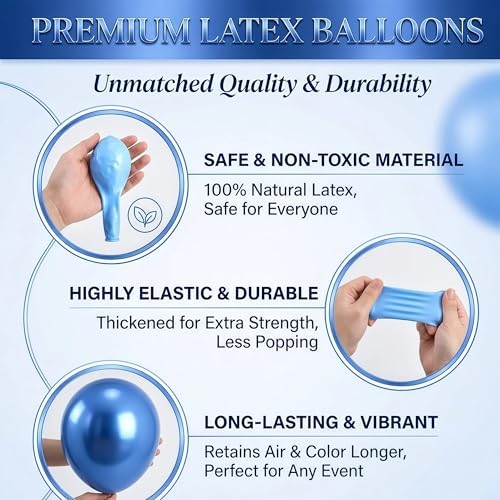 Hiins Metallic Blue Balloon Column Kit Set of 2 for Wedding Party Decor, alternate view 7