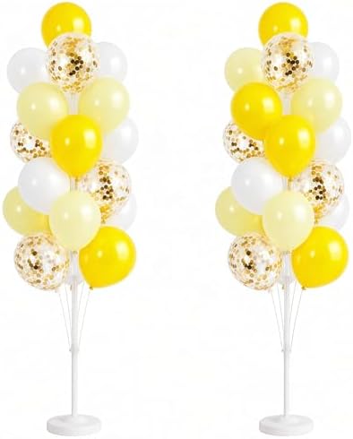 Hiins Pastel Yellow Balloons Tree Kit With Base, Pole for Party Decor