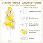 Hiins Pastel Yellow Balloons Tree Kit With Base, Pole for Party Decor, alternate view 3
