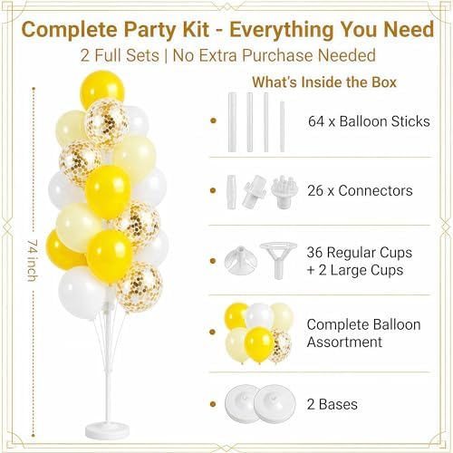Hiins Pastel Yellow Balloons Tree Kit With Base, Pole for Party Decor, alternate view 3