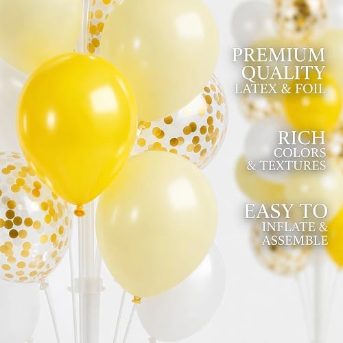 Hiins Pastel Yellow Balloons Tree Kit With Base, Pole for Party Decor, alternate view 6