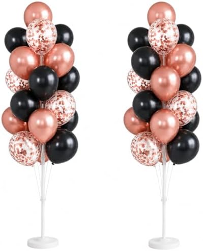 HIINS Rose Gold Black Balloon Column Kit Set of 2 with for Party Decor