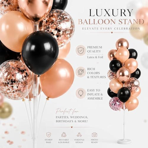 HIINS Rose Gold Black Balloon Column Kit Set of 2 with for Party Decor, alternate view 6
