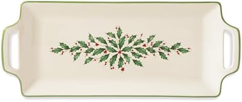 Holiday Ivory Christmas Porcelain Serving Tray in Ivory
