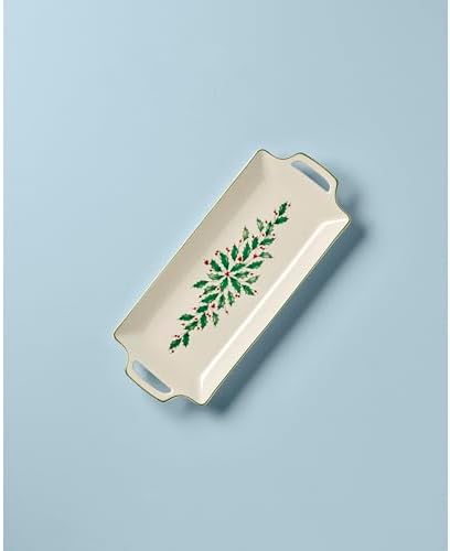 Holiday Ivory Christmas Porcelain Serving Tray in Ivory, alternate view 4