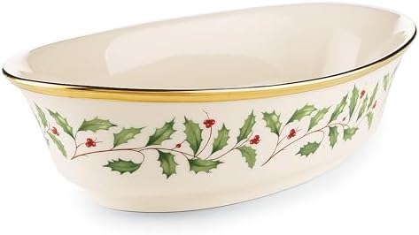 Holiday Porcelain Christmas Serving Bowl, 34oz in Red & Green