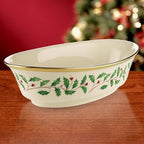 Holiday Porcelain Christmas Serving Bowl, 34oz in Red & Green, alternate view 2